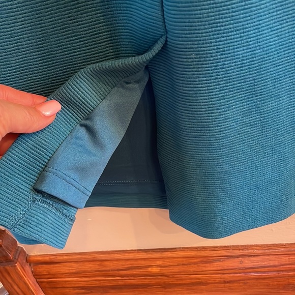 BODEN textured ribbed solid teal bodycon fit dress short sleeve low round back 4 - Picture 8 of 16